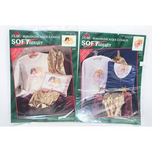 1996 Plaid Iron On Soft Transfer Lot of 2 Renaissance Angel & Angel Children NEW